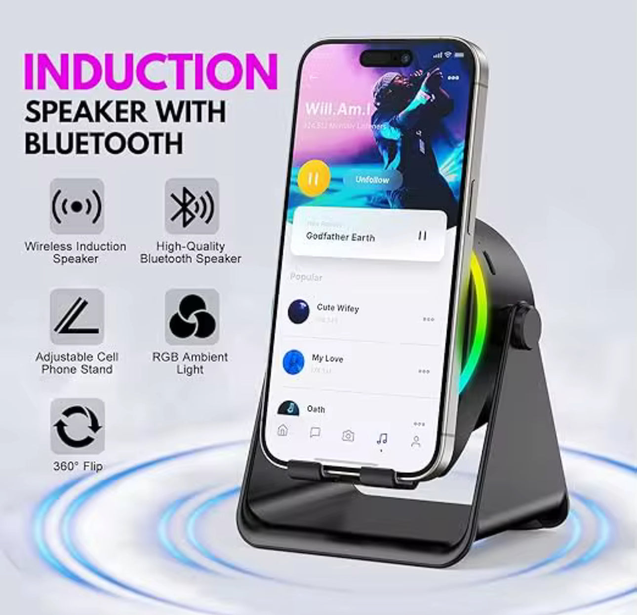 Support portable à induction, BT Mini haut-parleur