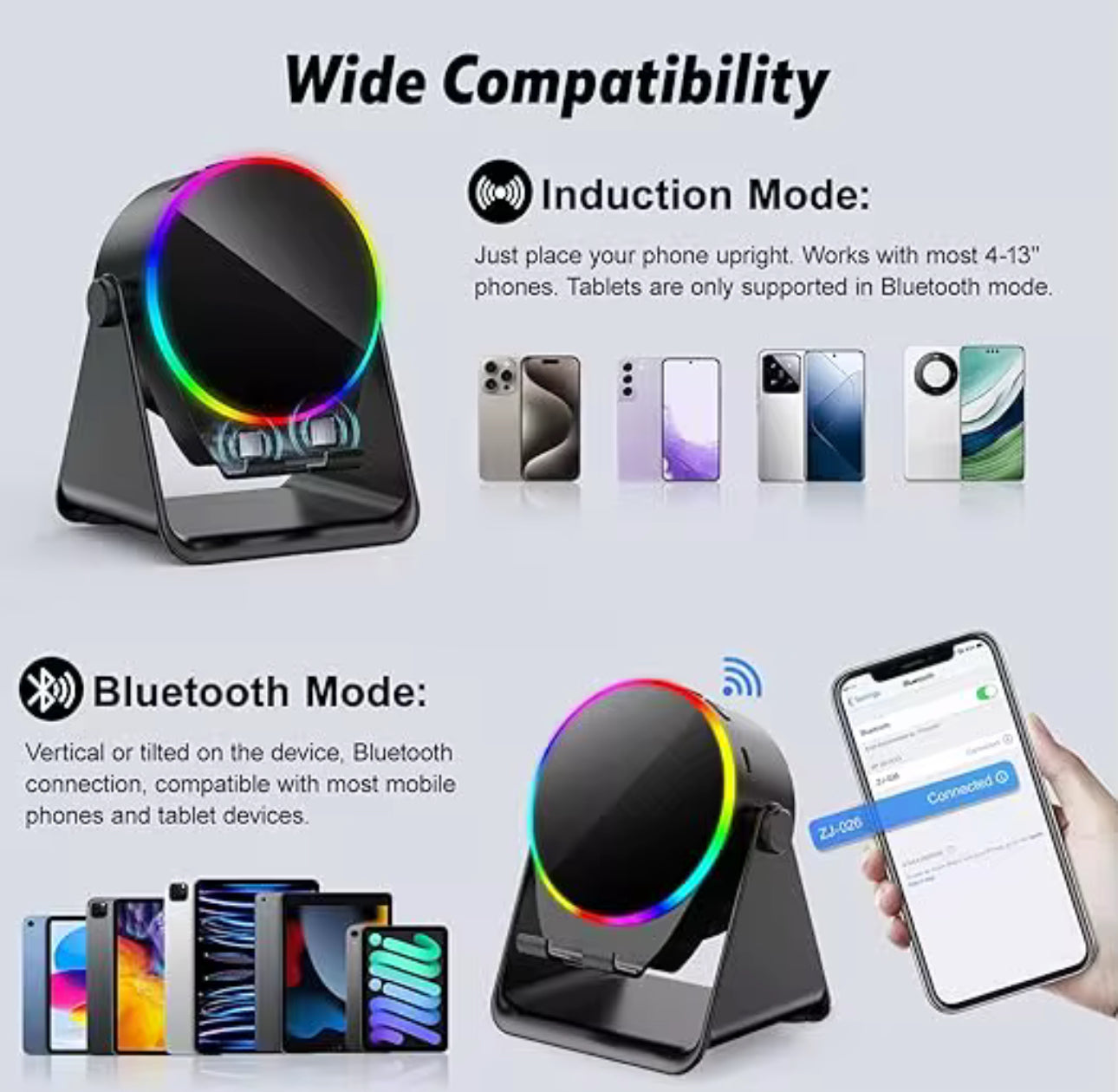 Support portable à induction, BT Mini haut-parleur